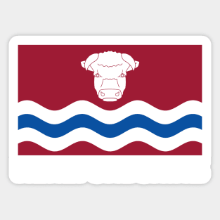 White Bull's Head and Three Wavy Lines Herefordshire Flag Sticker